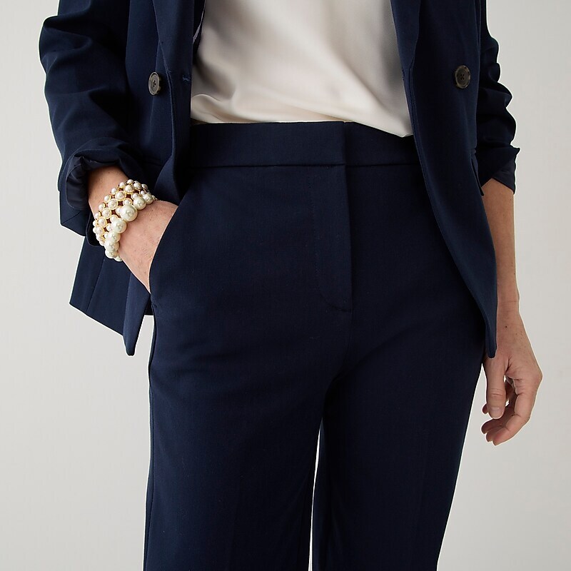 Navy J.Crew Kate straight-leg pant in bi-stretch cotton blend | J.Crew Factory | KYEHS2816