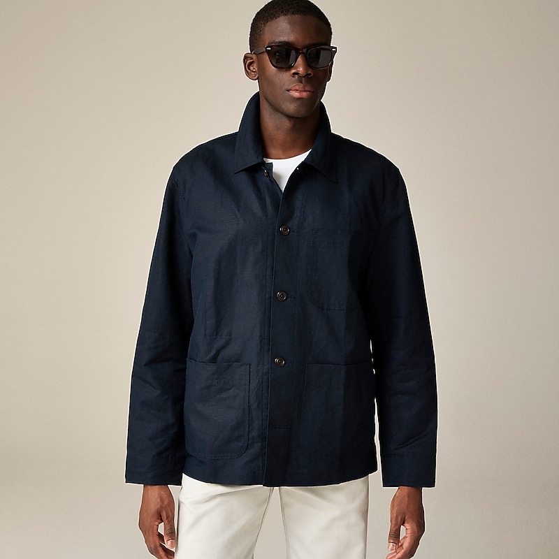 Navy J.Crew Linen-cotton blend chore jacket | J.Crew Factory | WTPKE8931