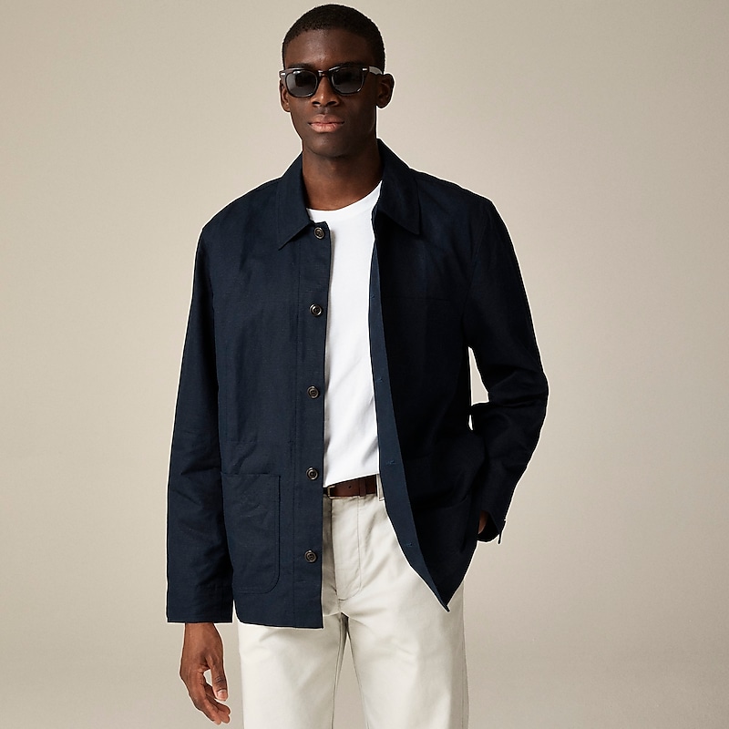 Navy J.Crew Linen-cotton blend chore jacket | J.Crew Factory | WTPKE8931