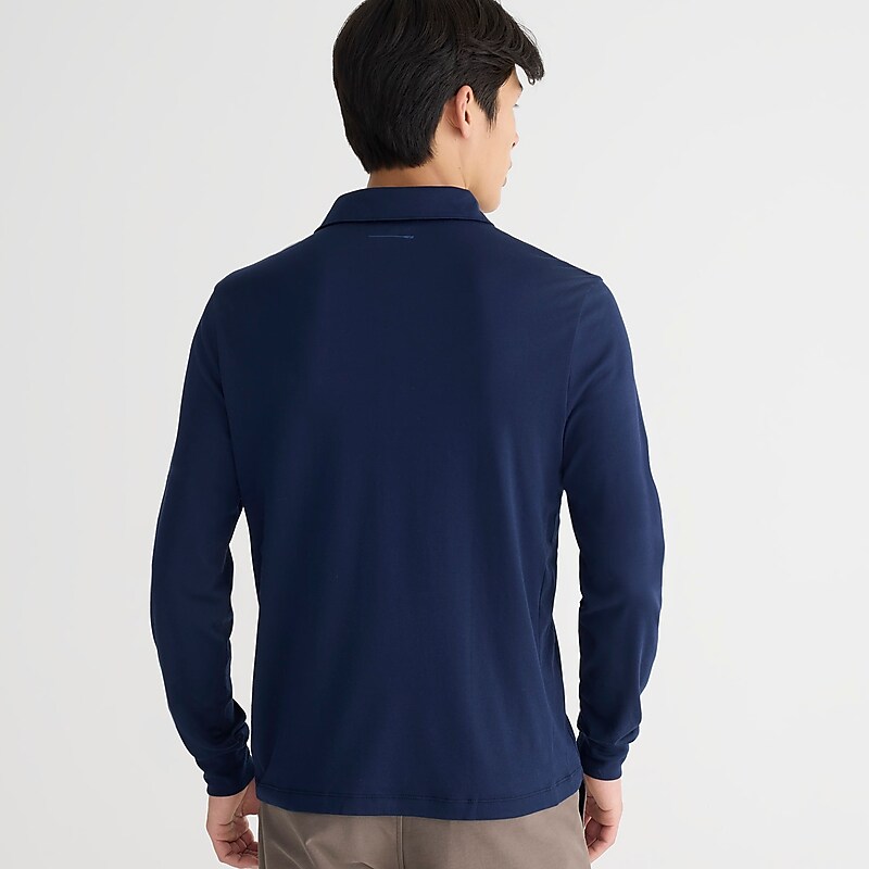 Navy J.Crew Long-sleeve performance polo shirt with COOLMAX® technology | J.Crew Factory | NCMXZ8627