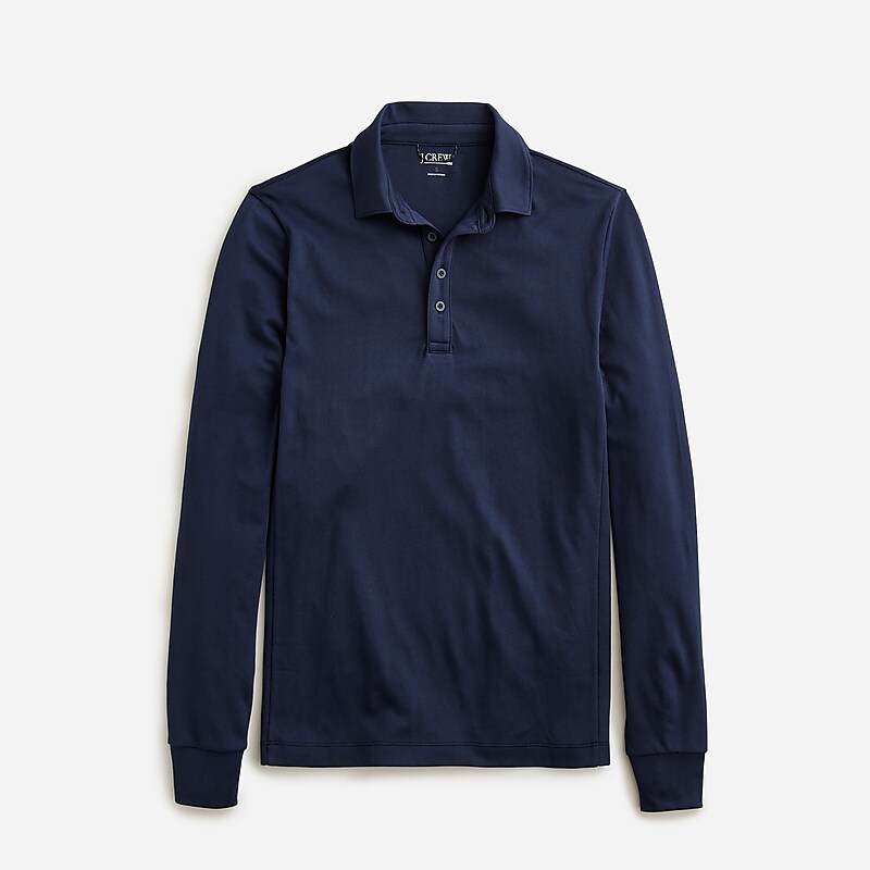 Navy J.Crew Long-sleeve performance polo shirt with COOLMAX® technology | J.Crew Factory | NCMXZ8627