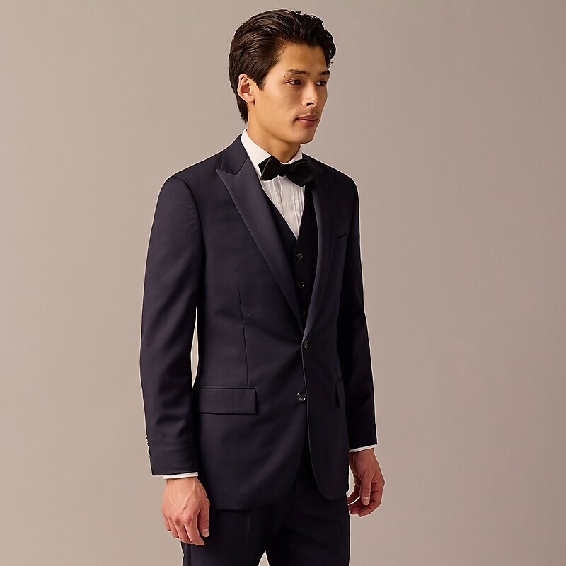 Navy J.Crew Ludlow Slim-fit tuxedo jacket in Italian wool | J.Crew Factory | PIWXK5687