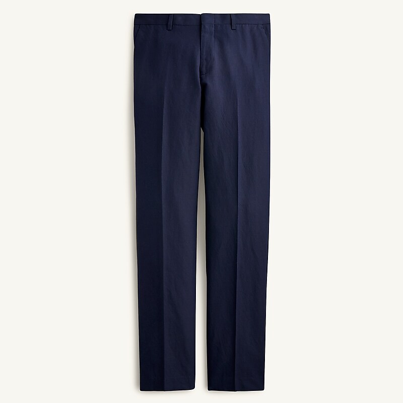 Navy J.Crew Ludlow Slim-fit unstructured suit pant in Irish cotton-linen blend | J.Crew Factory | HBZKY1285