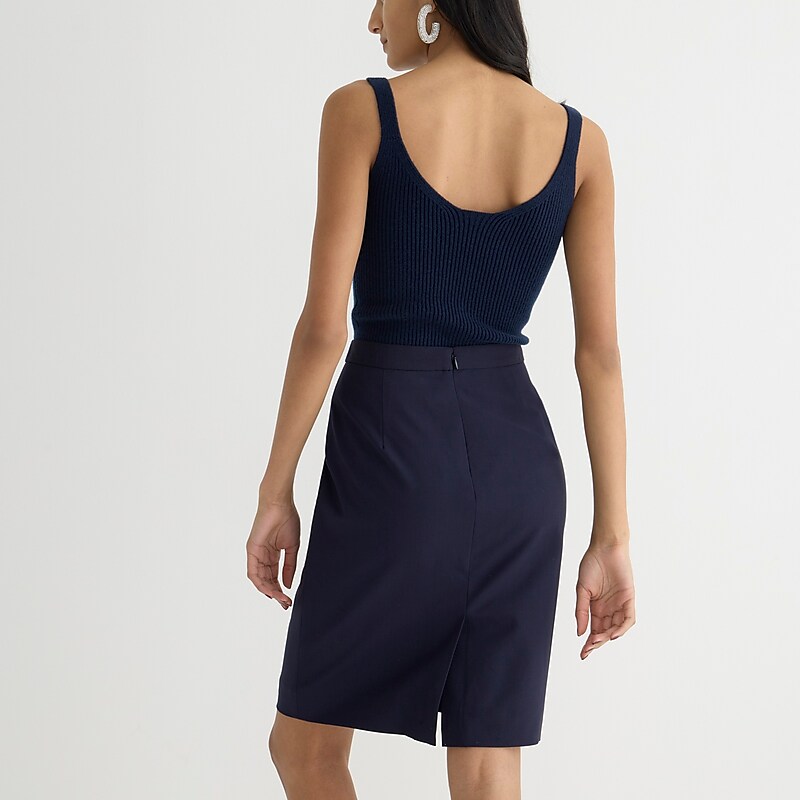 Navy J.Crew No. 2 Pencil® skirt in Italian stretch wool | J.Crew Factory | GOIEZ4371