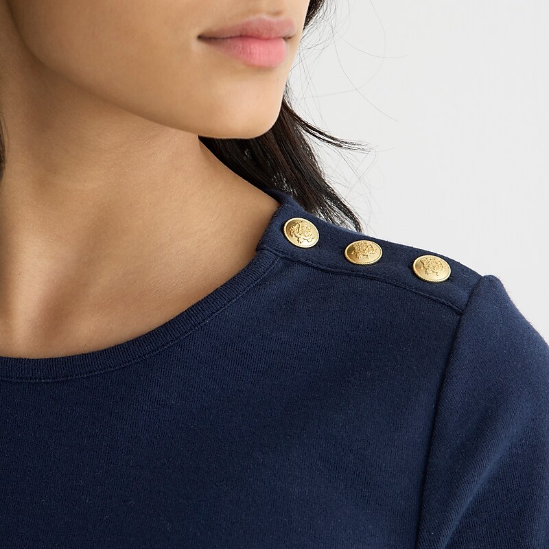 Navy J.Crew Perfect-fit elbow-sleeve T-shirt with gold buttons | J.Crew Factory | FNZAD5310