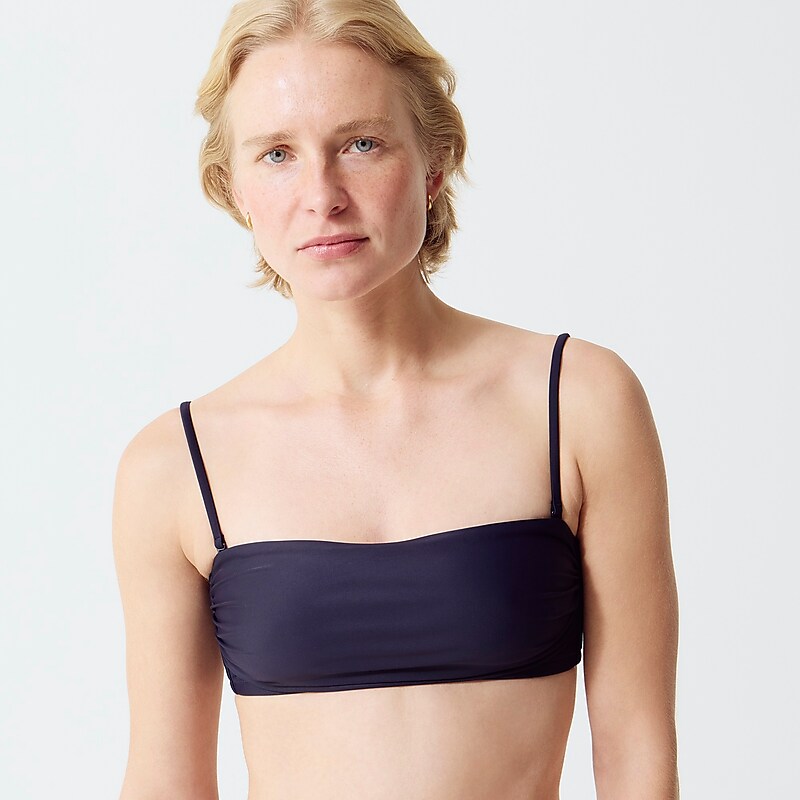 Navy J.Crew Ruched bandeau bikini top | J.Crew Factory | LNMKW3567