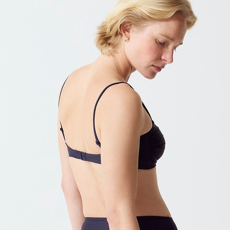 Navy J.Crew Ruched bandeau bikini top | J.Crew Factory | LNMKW3567