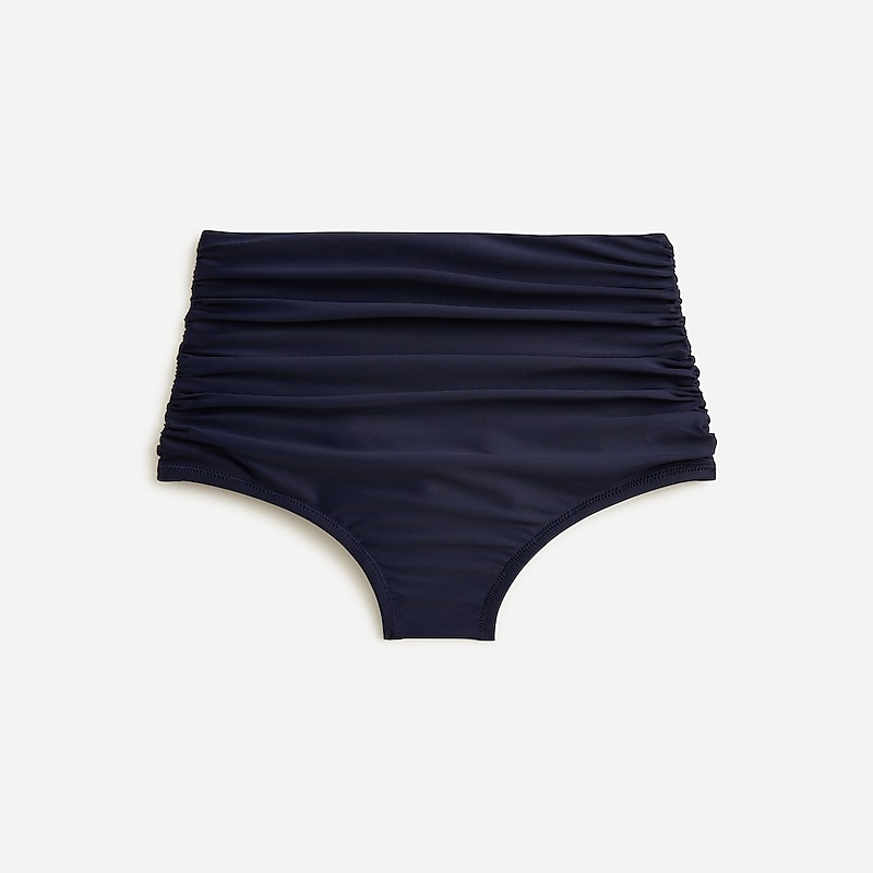 Navy J.Crew Ruched high-rise full-coverage bikini bottom | J.Crew Factory | HDMTY6923