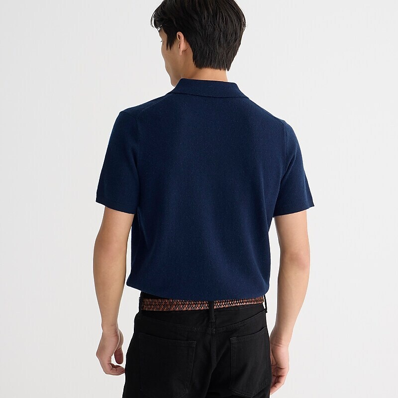 Navy J.Crew Short-sleeve cashmere sweater-polo | J.Crew Factory | MWCKD7423