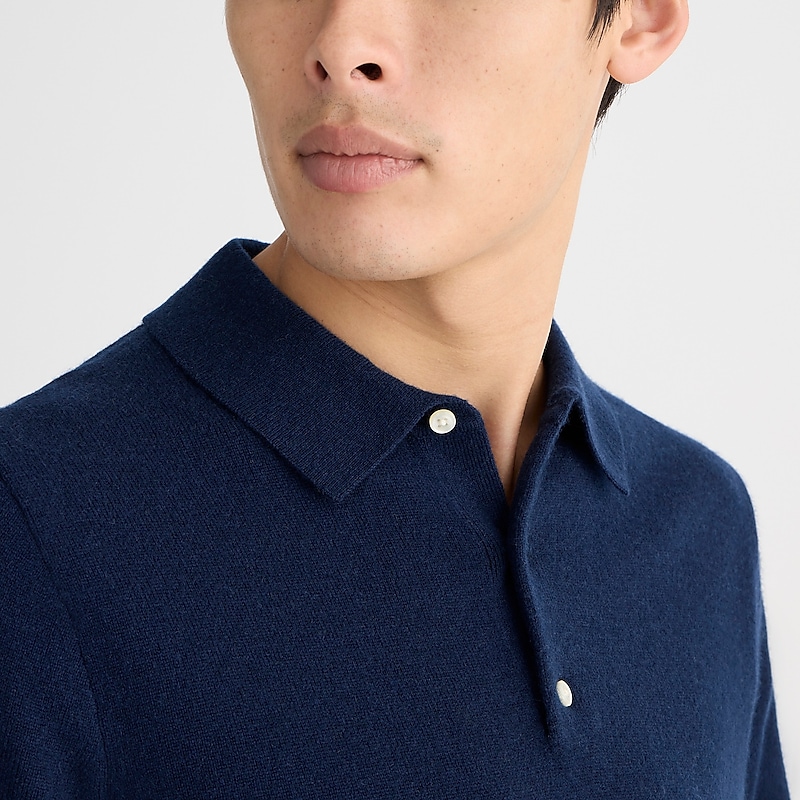 Navy J.Crew Short-sleeve cashmere sweater-polo | J.Crew Factory | YPWLD9652