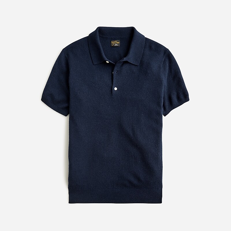 Navy J.Crew Short-sleeve cashmere sweater-polo | J.Crew Factory | YPWLD9652