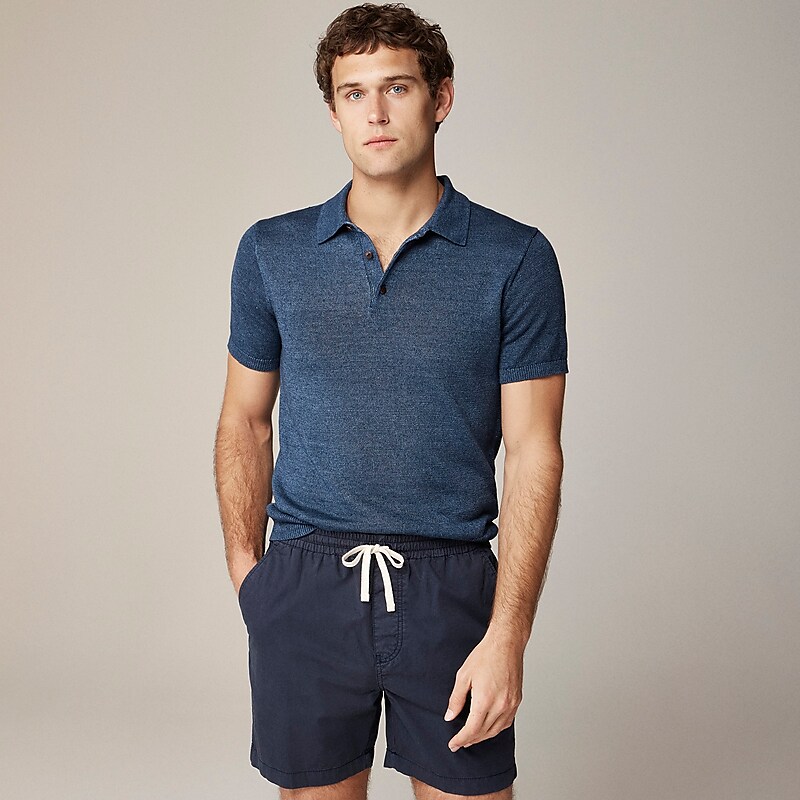 Navy J.Crew Short-sleeve linen sweater-polo | J.Crew Factory | QGSYZ9318