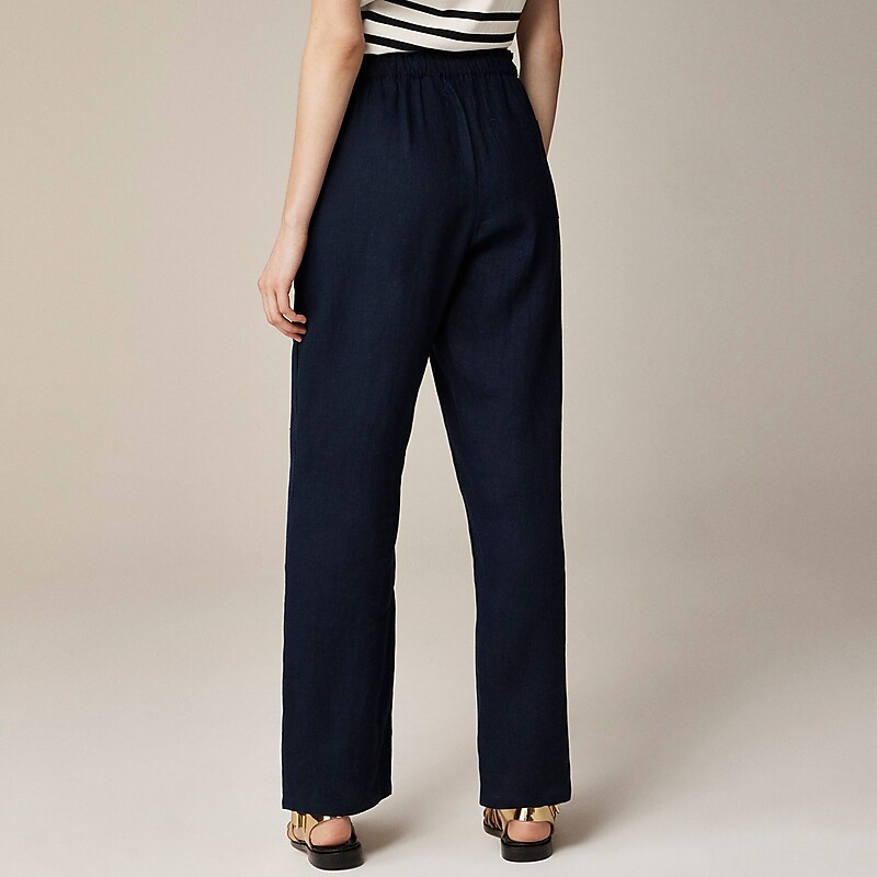 Navy J.Crew Soleil pant in linen | J.Crew Factory | QURDW0267