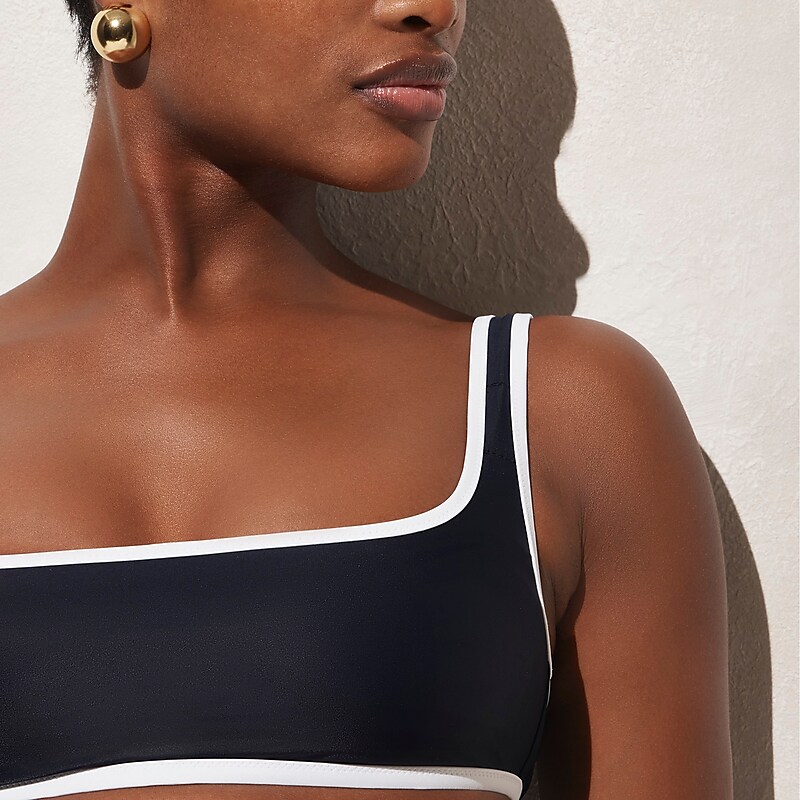 Navy J.Crew Squareneck bikini top with contrast trim | J.Crew Factory | UCNSA0981