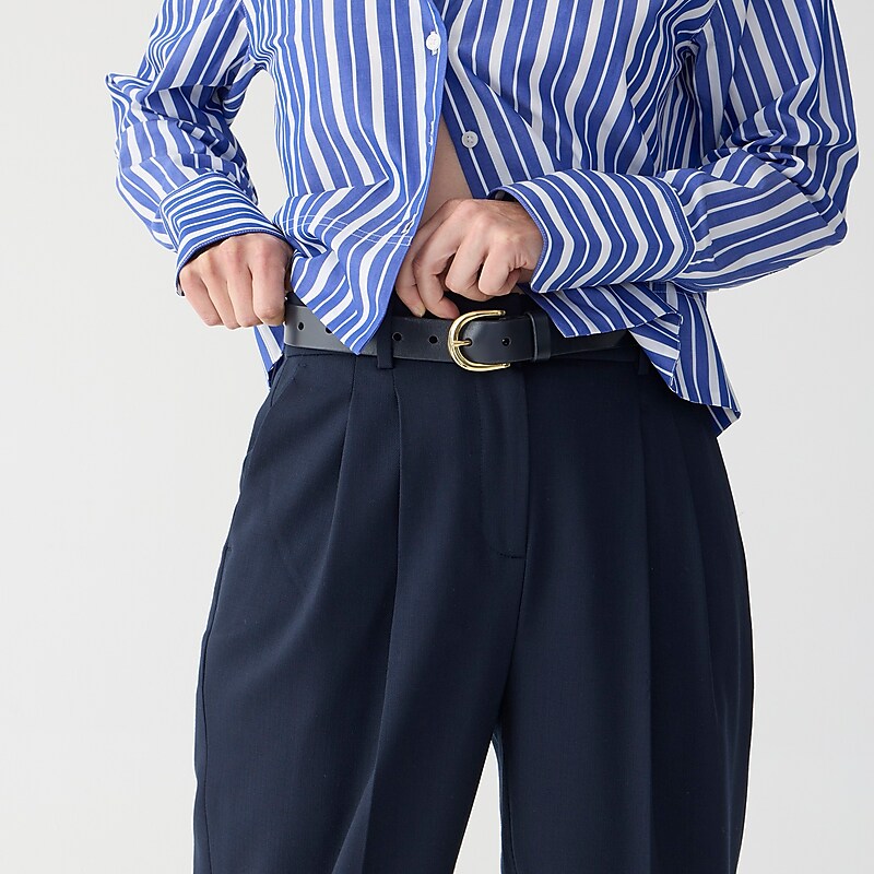 Navy J.Crew Wide-leg essential pant in Italian city wool blend | J.Crew Factory | YXZDV3914