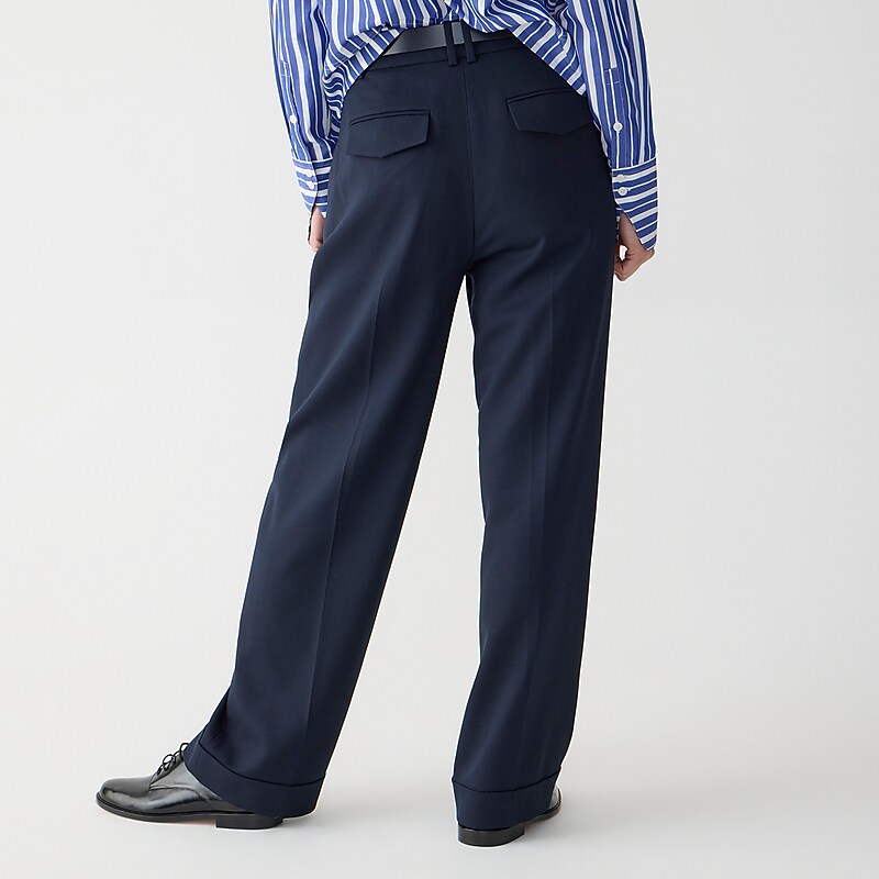 Navy J.Crew Wide-leg essential pant in Italian city wool blend | J.Crew Factory | YXZDV3914