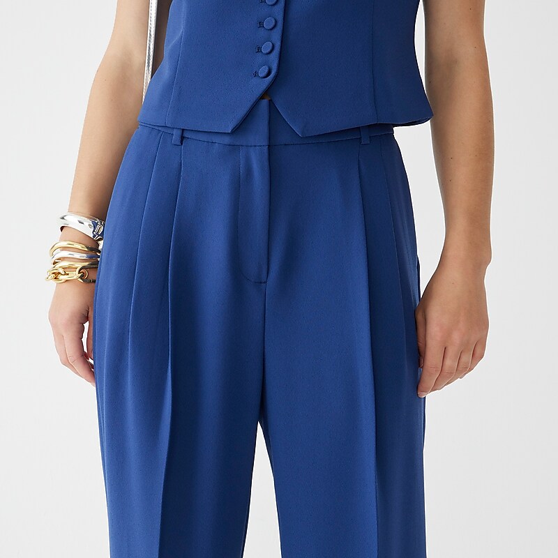 Navy J.Crew Wide-leg essential pant in city crepe | J.Crew Factory | DFQTI8179