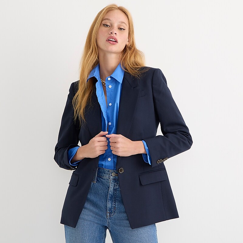 Navy J.Crew Willa blazer in Italian city wool blend | J.Crew Factory | BRXGJ6234