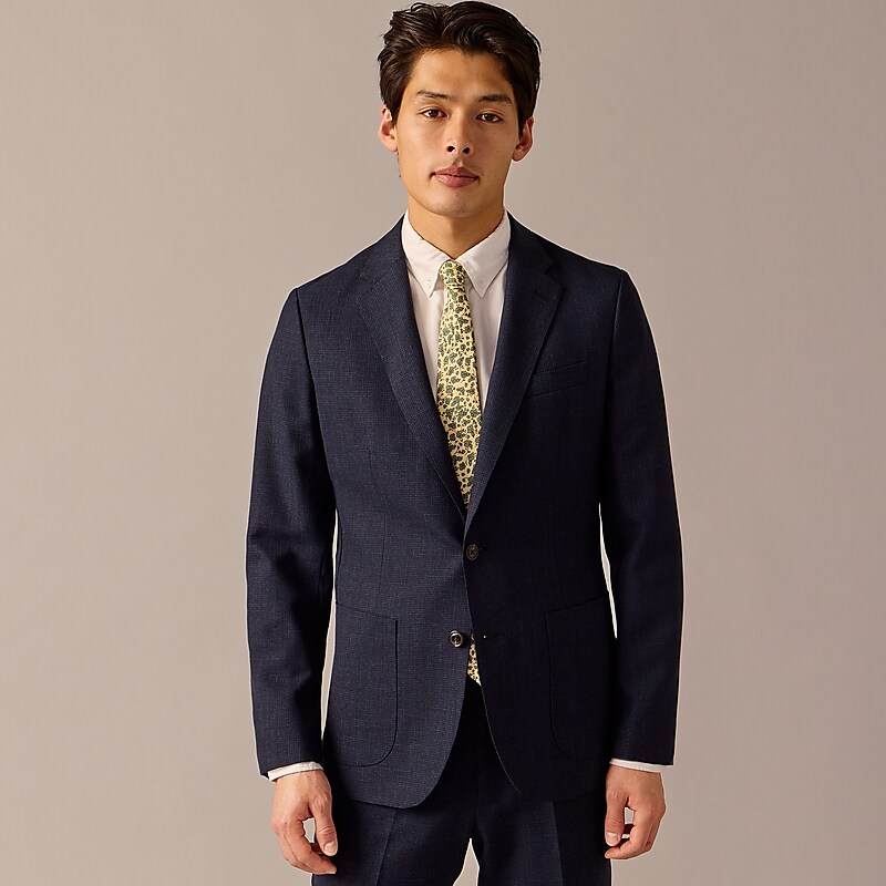 Navy Mini Check J.Crew Ludlow Slim-fit suit jacket in English wool | J.Crew Factory | VOXAI6034