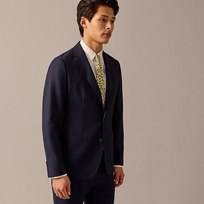 Navy Mini Check J.Crew Ludlow Slim-fit suit jacket in English wool | J.Crew Factory | VOXAI6034