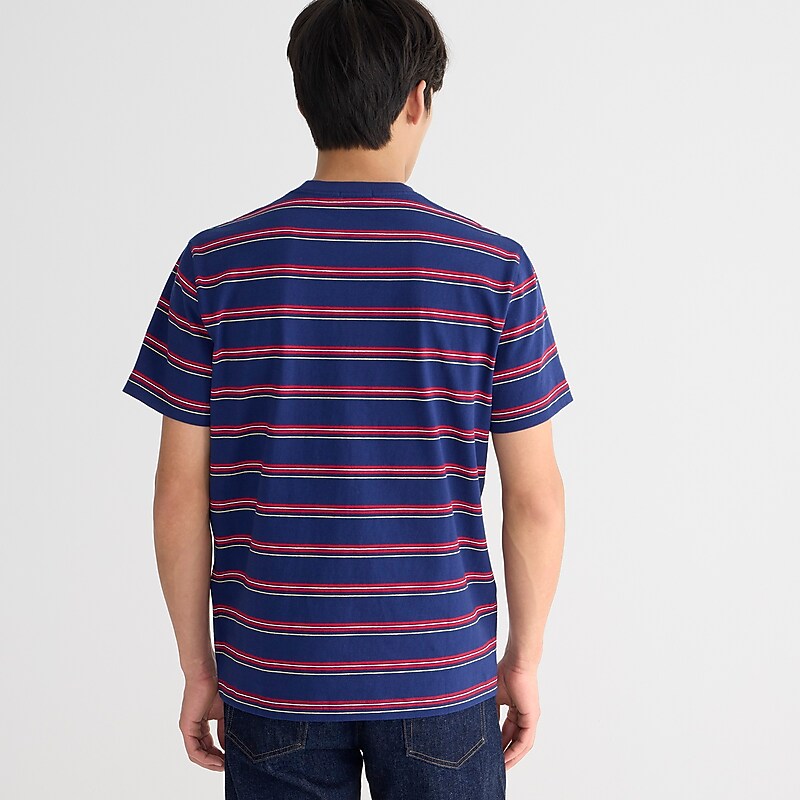 Navy Red Dave Stripe J.Crew Relaxed premium-weight cotton T-shirt | J.Crew Factory | LPEUW0456