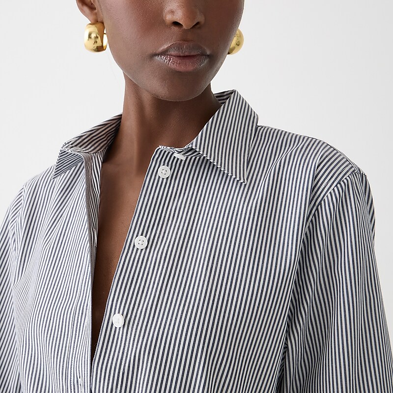 Navy Stripe J.Crew Wren slim shirt in striped stretch cotton poplin blend | J.Crew Factory | JOCVT6249