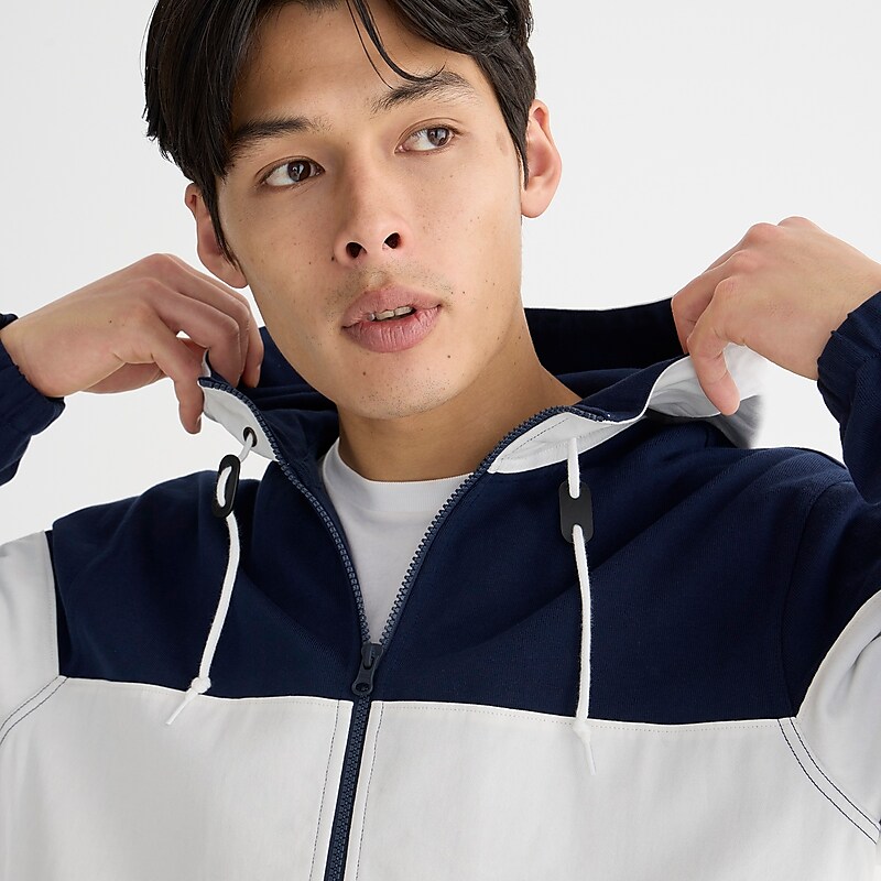 Navy White Combo J.Crew Full-zip rugby hoodie | J.Crew Factory | IWSBZ4208