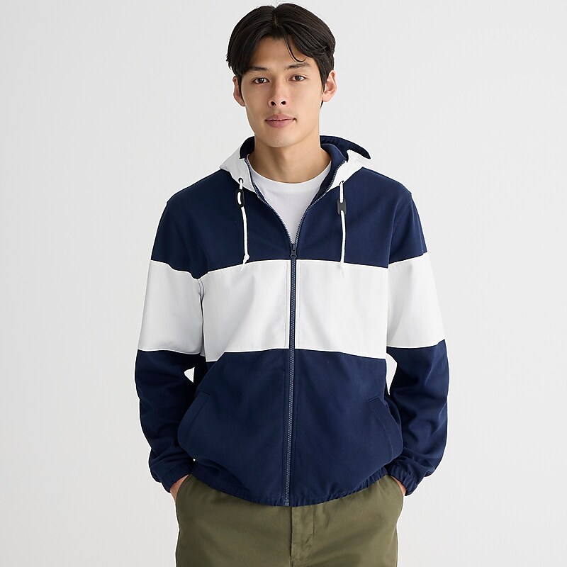 Navy White Combo J.Crew Full-zip rugby hoodie | J.Crew Factory | IWSBZ4208