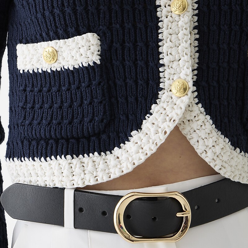 Navy White J.Crew Cropped sweater lady jacket with contrast trim | J.Crew Factory | YVKSP2519