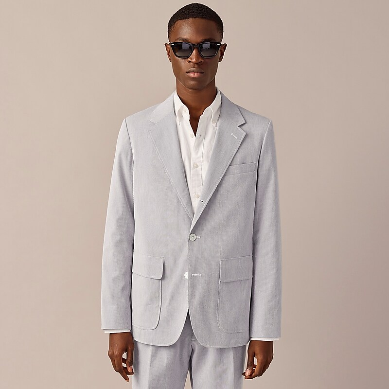 Navy White J.Crew Kenmare Relaxed-fit suit jacket in Italian cotton pincord | J.Crew Factory | SQEHX6137