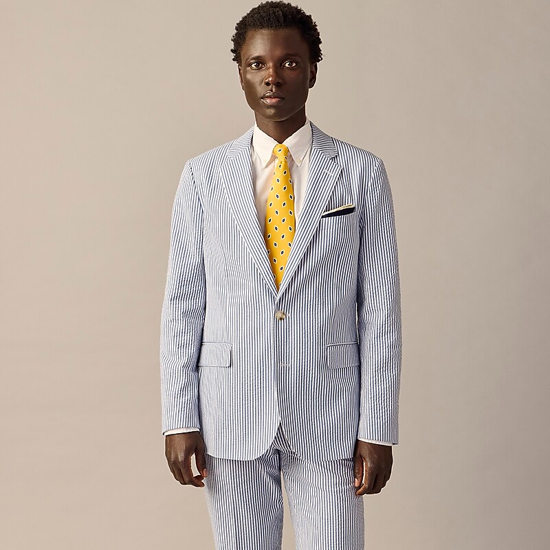 Navy White J.Crew Ludlow Slim-fit unstructured suit jacket in seersucker | J.Crew Factory | BROMX5603