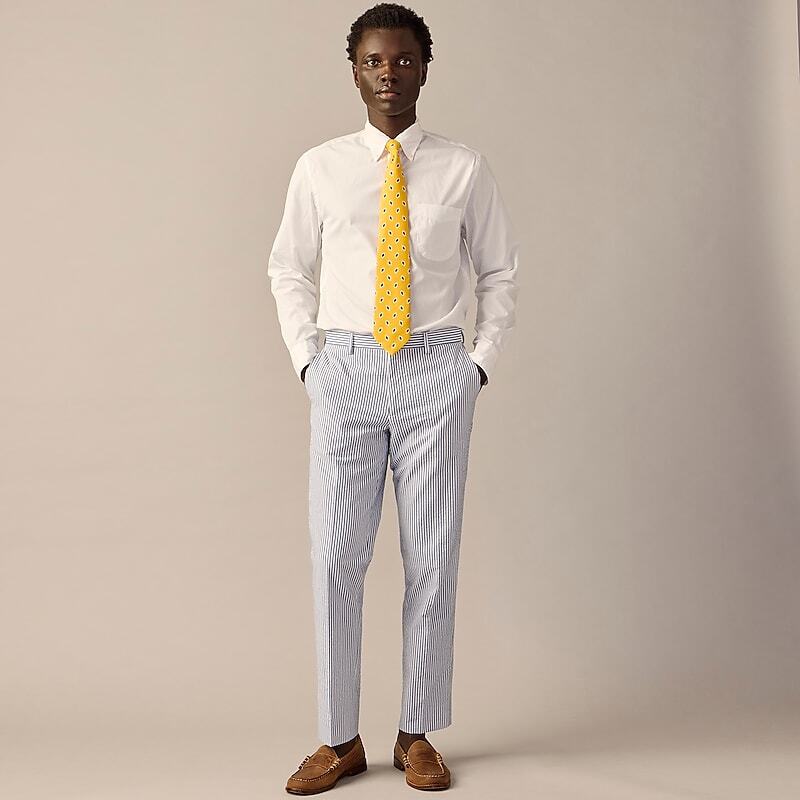 Navy White J.Crew Ludlow Slim-fit unstructured suit pant in seersucker | J.Crew Factory | RPBWH2749