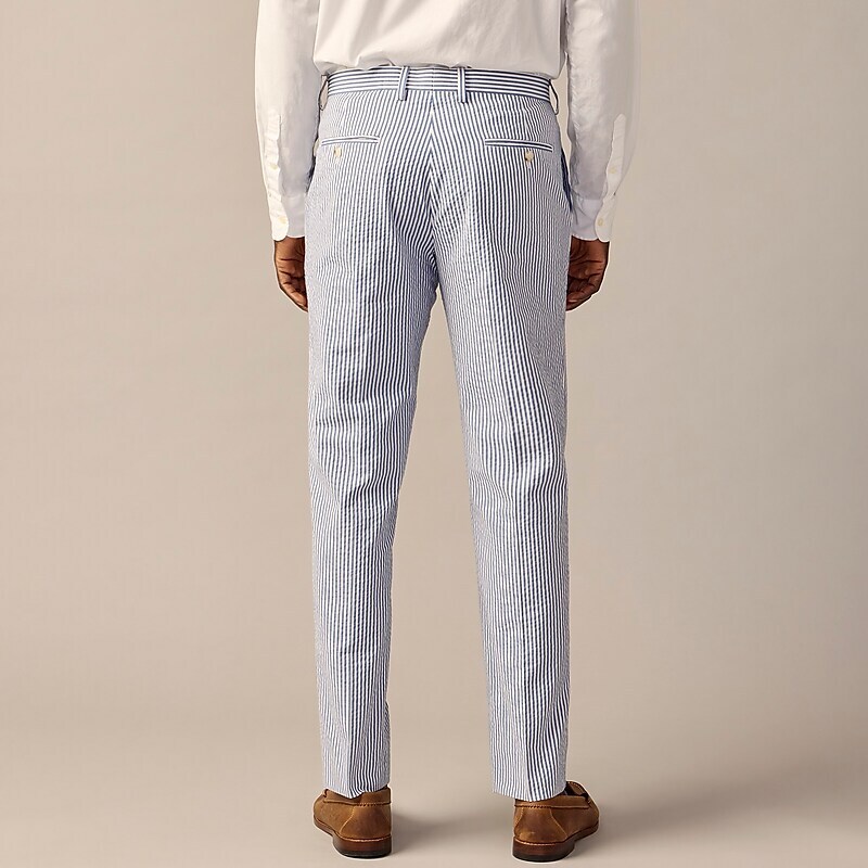 Navy White J.Crew Ludlow Slim-fit unstructured suit pant in seersucker | J.Crew Factory | RPBWH2749