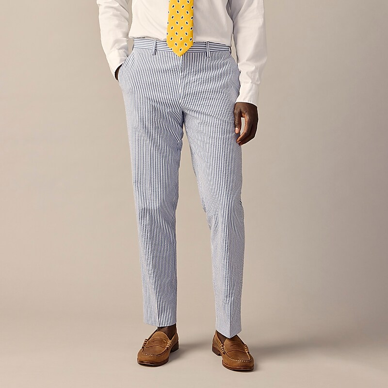 Navy White J.Crew Ludlow Slim-fit unstructured suit pant in seersucker | J.Crew Factory | RPBWH2749