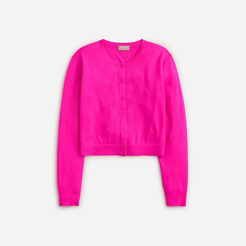 Neon Fuchsia J.Crew Featherweight cashmere shrunken cardigan sweater | J.Crew Factory | VLQIU6798