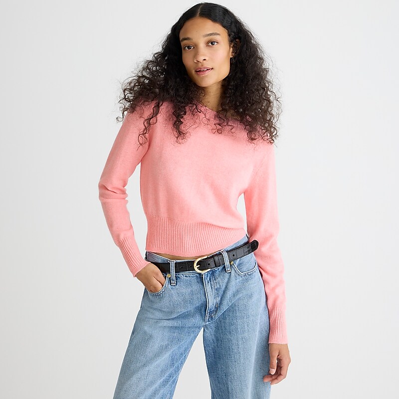 Neon Hthr Peony J.Crew Cashmere shrunken crewneck sweater | J.Crew Factory | BWSFI4736