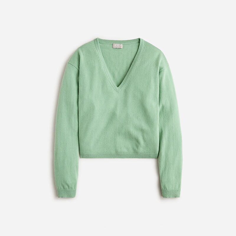 Neptune Green J.Crew Cashmere relaxed cropped V-neck sweater | J.Crew Factory | UEZLB8745