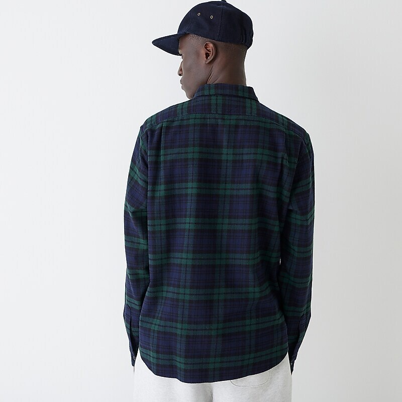 New Blackwatch Navy Gre J.Crew Midweight flannel workshirt in regenerative cotton | J.Crew Factory | PKEZA2835