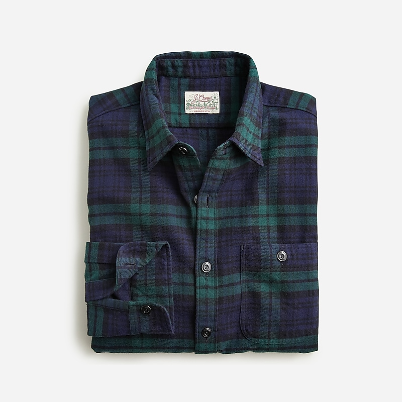 New Blackwatch Navy Gre J.Crew Midweight flannel workshirt in regenerative cotton | J.Crew Factory | PKEZA2835