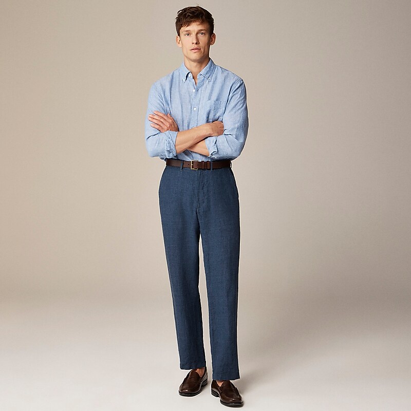 Nolan Dusty Blue Indigo J.Crew Classic-fit linen trouser | J.Crew Factory | EFGSI9734