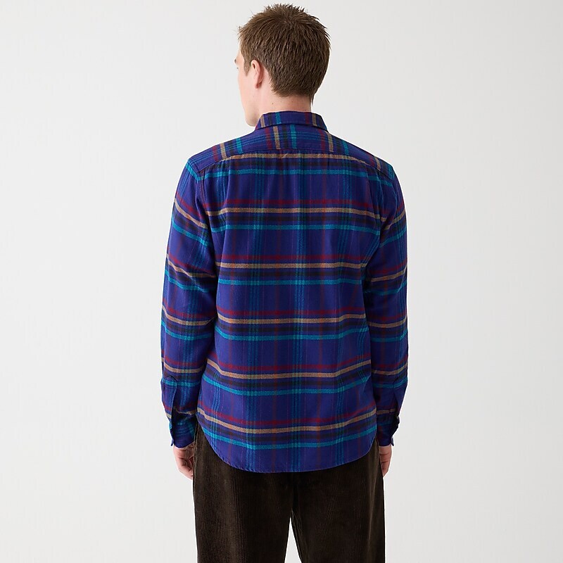 Nolan Plaid Blue Multi J.Crew Midweight flannel workshirt in regenerative cotton | J.Crew Factory | VCWZT4091