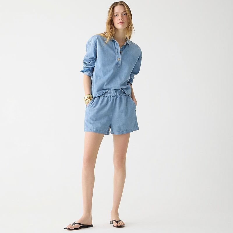 Ocean Blue J.Crew Tropez chambray short | J.Crew Factory | CRYAH0658