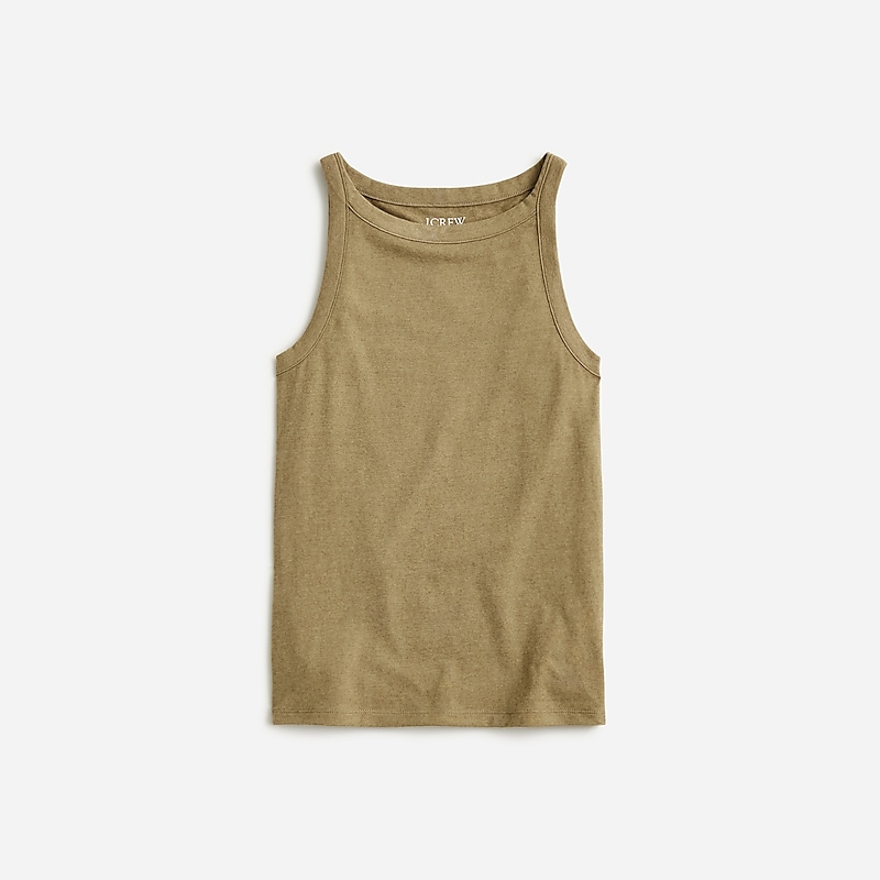 Olive J.Crew High-neck tank top stretch linen blend | J.Crew Factory | DEZSA8309