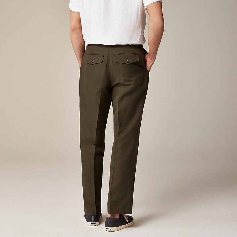 Olive J.Crew Kenmare Relaxed-fit suit pant in cotton-linen blend herringbone | J.Crew Factory | DOBWU6129