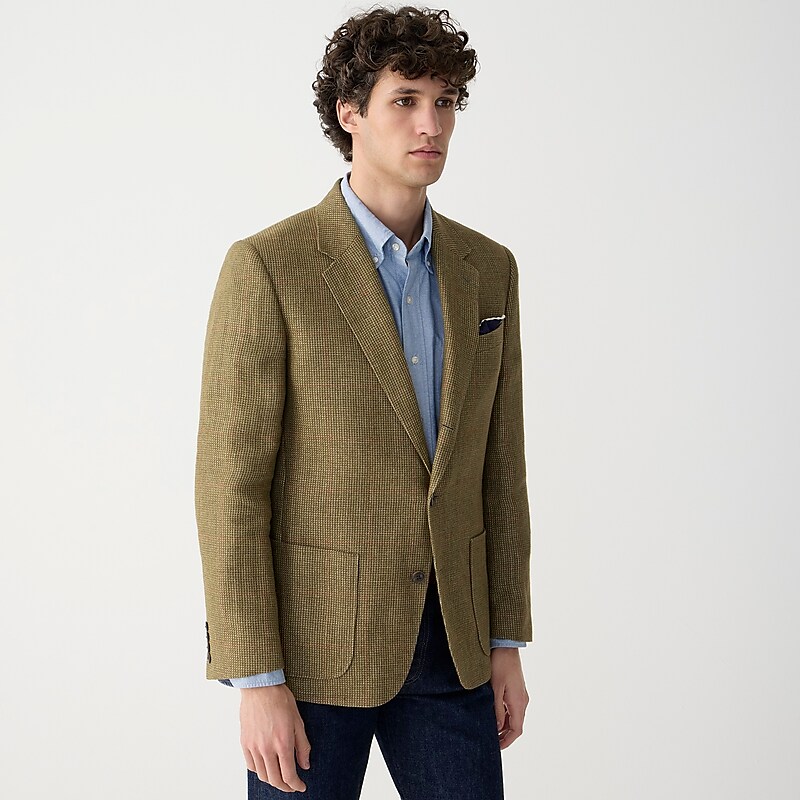 Olive Red Check J.Crew Kenmare Relaxed-fit blazer in Italian linen | J.Crew Factory | QRCOV3948