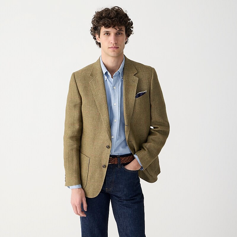 Olive Red Check J.Crew Kenmare Relaxed-fit blazer in Italian linen | J.Crew Factory | QRCOV3948