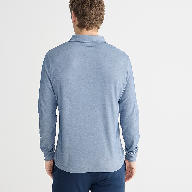 Oxford Blue J.Crew Long-sleeve performance polo shirt with COOLMAX® technology | J.Crew Factory | JBAMI2890