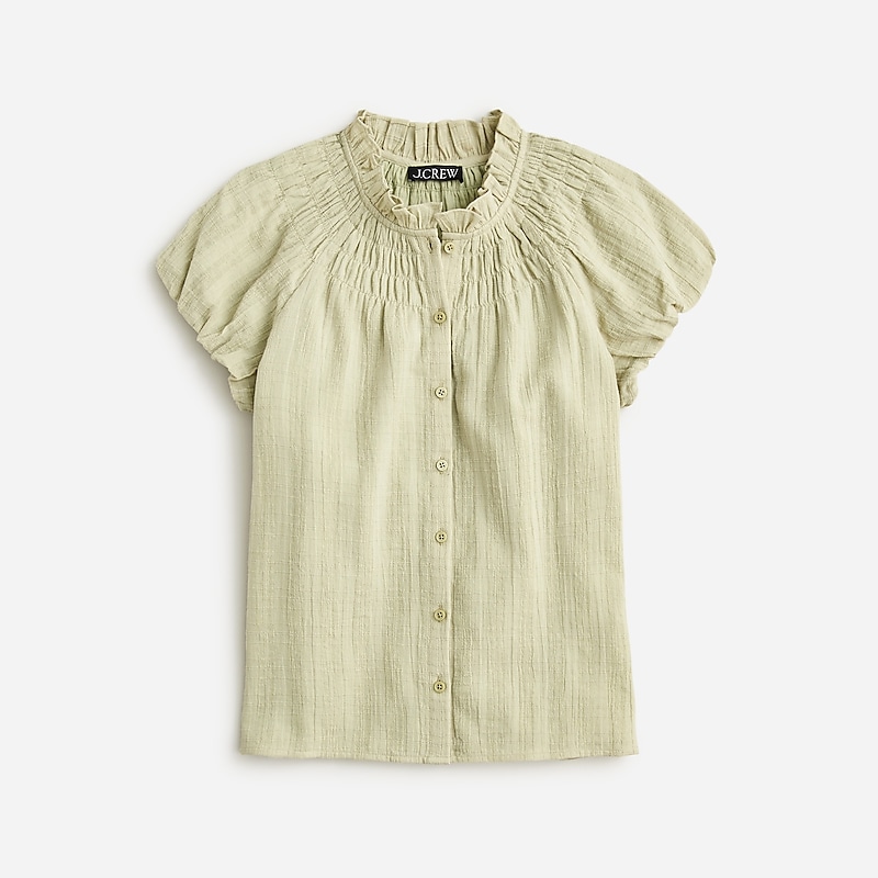 Pale Surplus J.Crew Smocked-neck top in textured gauze | J.Crew Factory | YMQFU8613