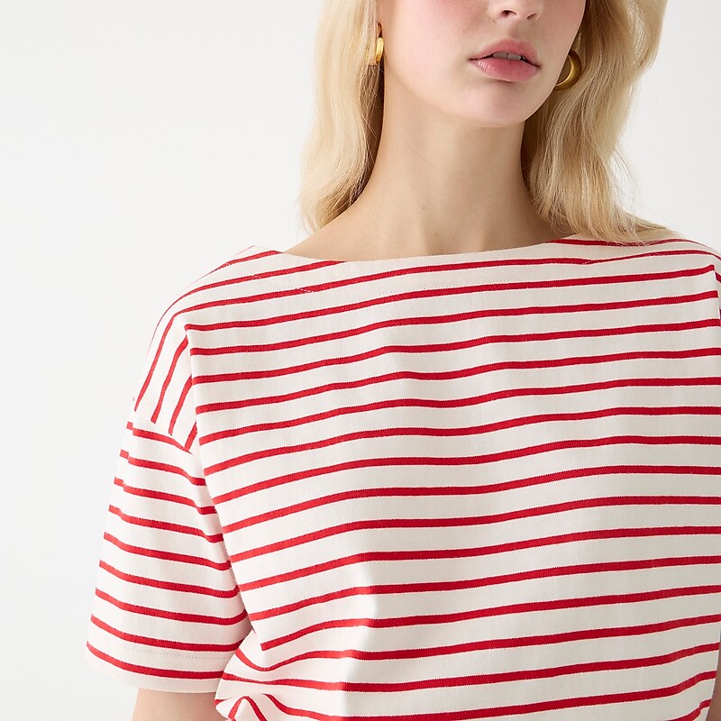 Paloma Stripe Ivory Vin J.Crew Mariner cloth boatneck short-sleeve T-shirt | J.Crew Factory | PCFQR6105