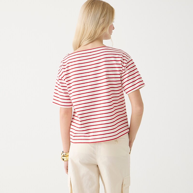 Paloma Stripe Ivory Vin J.Crew Mariner cloth boatneck short-sleeve T-shirt | J.Crew Factory | PCFQR6105